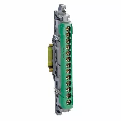 Bornier de r�partition isol� IP2X terre - 1 connexion 6mm� � 25mm� - vert - longueur 113mm (004834)
