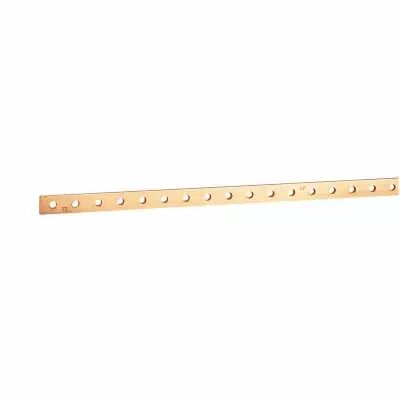 Barre cuivre plate rigide � trous taraud�s section 25x4mm - 280A ou 250A admissibles - longueur 990mm (037438)