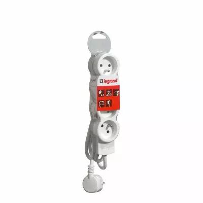 Rallonge multiprise 4 prises de courant 2P+T 16A 230V avec cordon 1,5m - blanc et gris (050055)