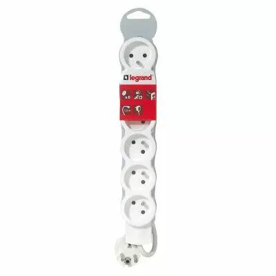Rallonge multiprise 6 prises de courant 2P+T 16A 230V avec cordon 1,5m - blanc et gris (050061)