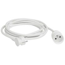 Rallonge domestique 2P+T avec éclips de protection longueur 3m - blanc (051600)