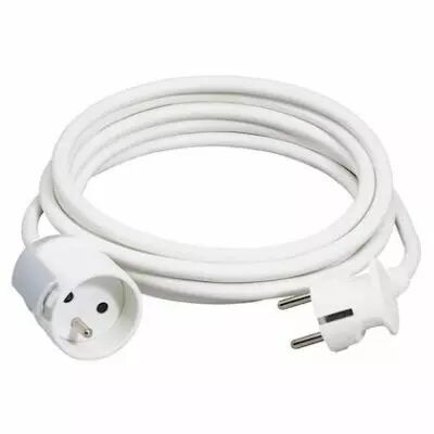 Rallonge domestique 2P+T avec crochet pour suspension et �clips de protection longueur 5m - blanc (051604)