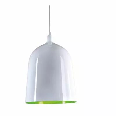 BOTTLE blanc int�rieur vert, E14, suspension 40W maxi, livr� sans amp (BOT40G)