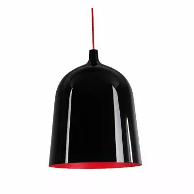 BOTTLE noir int�rieur rouge, E14, suspension 40W maxi, livr� sans amp (BOT40R)