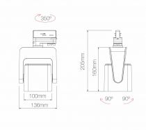 KOM LED BLANCHE 40W. 220-240V. (15º/25º/40º) RAIL DE PROJECTEUR 3000K(4444)