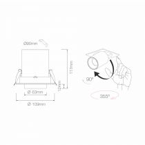 OXO-C NOIR 12W 15º/38º/60º SWITCH 2700K/3000K/4000K(4460)