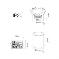 PORT NOIR ALUMINIUM 4W 220-240V 120º LED EPISTAR 3 000K(4113)