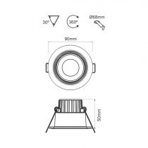 COMPAC R 8W 220-240V 90º DIMMABLE LED 3.000K(3952)