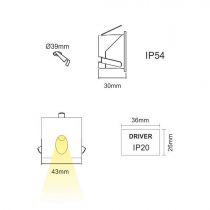 Luminaire LUKY BLANC ALUMINIUM 2W 220-240V 65º LED CREE 4.000K(4000)