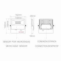 Projecteur SKY-V3 BLANC LED MICROWAVE SENSOR 220V. 30W. 5000K (4353)