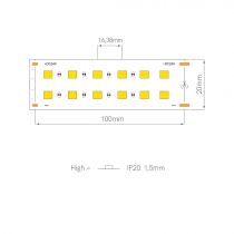 BANDE LED 1 MT FINE-55 238 LED/M 24 VDC 24W/M 3000K IP20 (55300)