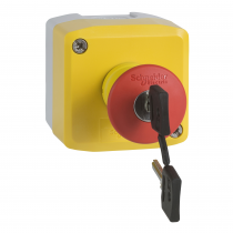 Harmony XAL - boite jaune arrêt urgence rouge - pouss tourner à clé - 2O - Ø40 (XALK188F)