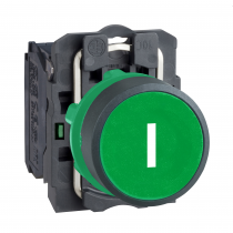 Harmony XB5 - bouton poussoir impulsion - Ø22 - marqué - vert - 1F - vis étrier (XB5AA3311)