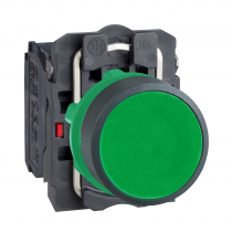 Harmony XB5 - bouton poussoir à impulsion - Ø22 - vert - 1O+1F - vis étrier (XB5AA35)