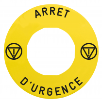 Harmony étiquette circulaire Ø60mm jaune logo EN13850 ARRET D URGENCE pr ZBZ3605 (ZBY9130T)