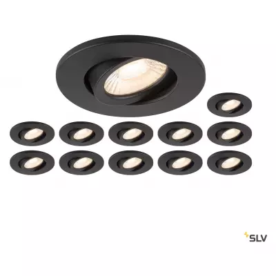UNIVERSAL DOWNLIGHT MOVE Kit 12x 1007090 IP20 38�; 1007091 collerette rond noir (1007273)