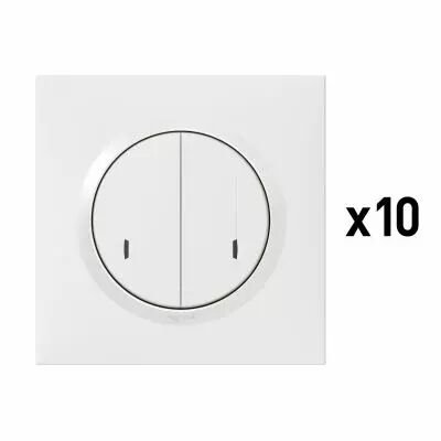 Lot de 10 interrupteurs doubles connect�s dooxie with Netatmo - blanc (100085)
