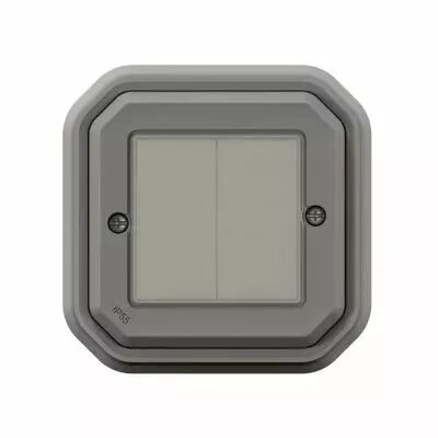 Commande double Self-e pour �clairage et prise Plexo with Netatmo complet gris (069819L)