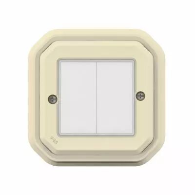 Commande double Self-e pour �clairage et prise Plexo with Netatmo complet sable (069857L)