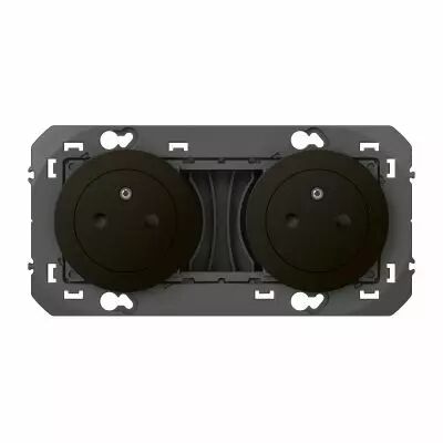 Double prise de courant 2P+T Surface dooxie 16A pr�c�bl�es - noir (600532)