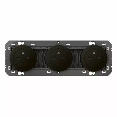 triple prise de courant 2p+t surface dooxie 16a pr�c�bl�es - noir (600776)