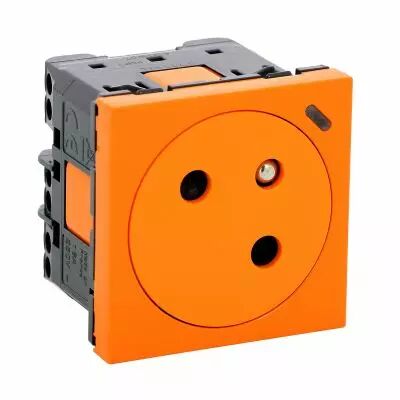 Prise de courant Surface 2P+T Mosaic Link Orange � voyant antimicrobien (077186L)