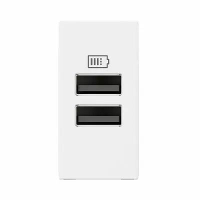 Prises 2 USB Type-A 3A Mosaic - 1 module blanc pour poste de travail (077660L)