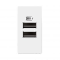 Prises 2 USB Type-A 3A Mosaic - 1 module blanc pour poste de travail (077660L)