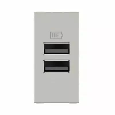 Prises 2 USB Type-A 3A Mosaic - 1 module alu pour poste de travail (077661L)