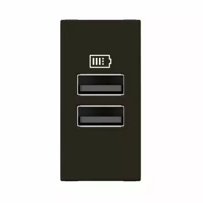 Prises 2 USB Type-A 3A Mosaic - 1 module noir pour poste de travail (077662L)