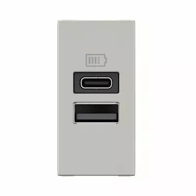 Prise USB Type-A+Type-C 3A Mosaic - 1 module alu pour poste de travail (077671L)
