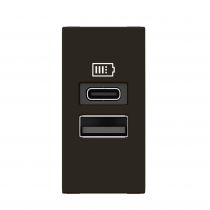Prise USB Type-A+Type-C 3A Mosaic - 1 module noir pour poste de travail (077672L)