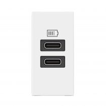 Prises 2 USB Type-C 3A Mosaic - 1 module blanc pour poste de travail (077680L)