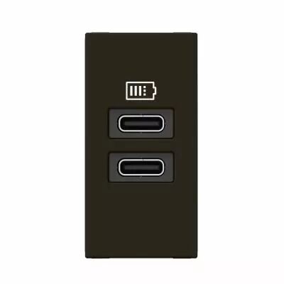 Prises 2 USB Type-C 3A Mosaic - 1 module noir pour poste de travail (077682L)