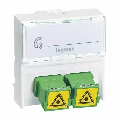 Prise 2 travers�es fibre optique SC/APC simplex Mosaic - 2 modules blanc (078614)
