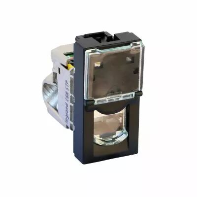 Prise RJ45 cat�gorie 6A STP Mosaic 1 module - noir mat (079173L)