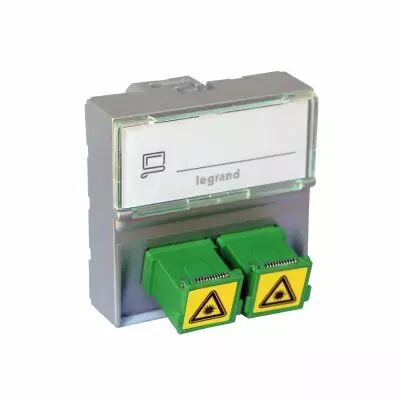 Prise 2 travers�es fibre optique SC/APC simplex Mosaic - 2 modules alu (079415L)