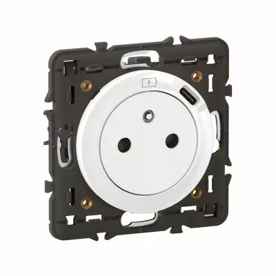 Prise 2P+T avec prise USB Type-C 7,5W C�liane complet Blanc format D�p�t (CF0140)