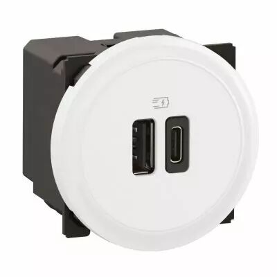 Prise 2 USB C�liane 15W Type-A+C complet Blanc format D�p�t (CF0153)