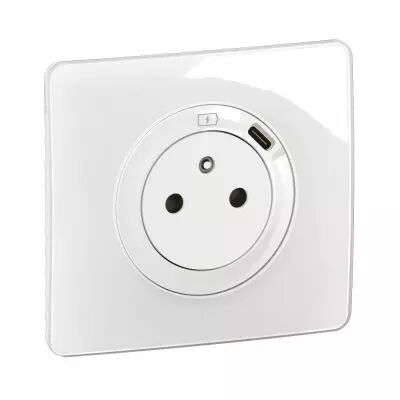 Prise 2P+T avec prise USB Type-C 7,5W C�liane complet Blanc (CG0140)