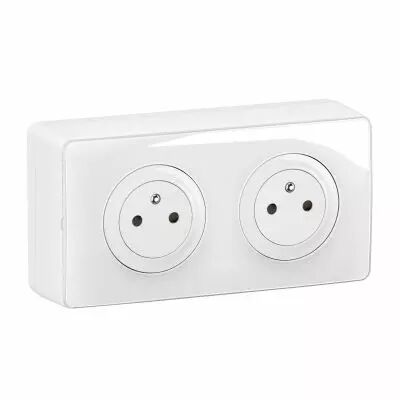 Kit 2x2P+T Surface pr�c�bl�es C�liane + cadre saillie - complet Blanc (CK9112)