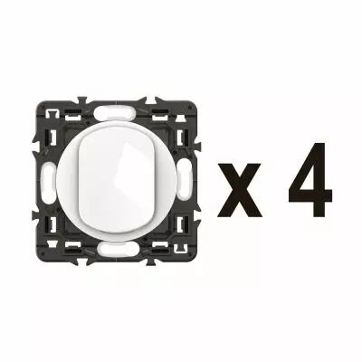 Lot 4 interrupteurs ou-va-et-vient C�liane 10AX enjoliveurs Blanc et supports (CL4001)