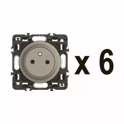 Lot 6 prises 2P+T Surface C�liane enjoliveurs Titanium et supports (CL9111)