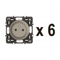Lot 6 prises 2P+T Surface Céliane enjoliveurs Titanium et supports (CL9111)