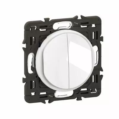 Interrupteur ou va-et-vient + poussoir C�liane enjoliveur Blanc et support (CX0037)