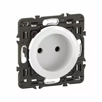 Prise 2P C�liane enjoliveur Blanc et support (CX0110)