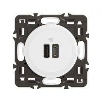 Prise 2 USB Céliane 15W Type-A+C enjoliveur Blanc et support (CX0153)