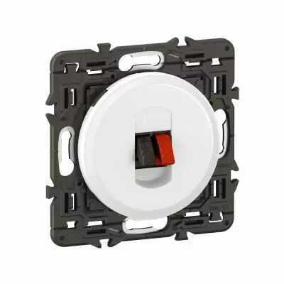 Prise haut-parleur C�liane enjoliveur Blanc et support (CX0311)