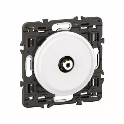 Prise TV simple type F � visser C�liane - enjoliveur Blanc et support (CX0380)