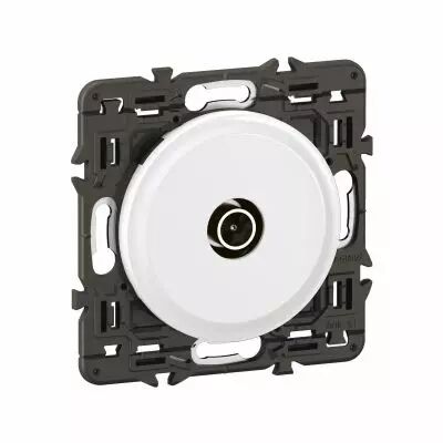 Prise TV simple m�le C�liane - enjoliveur Blanc et support (CX0382)